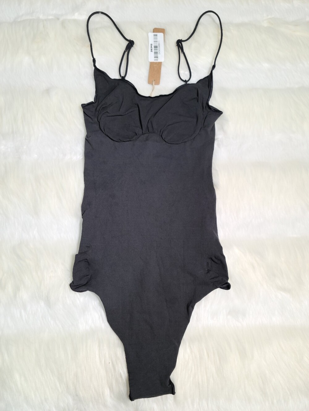 SKIMS Sheer Seamless Thong Bodysuit Black Onyx Women Small NEW
